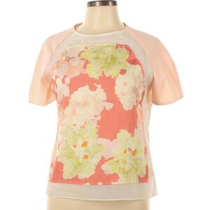 Aryn K Pink, White, Floral Semi-Sheer Top
